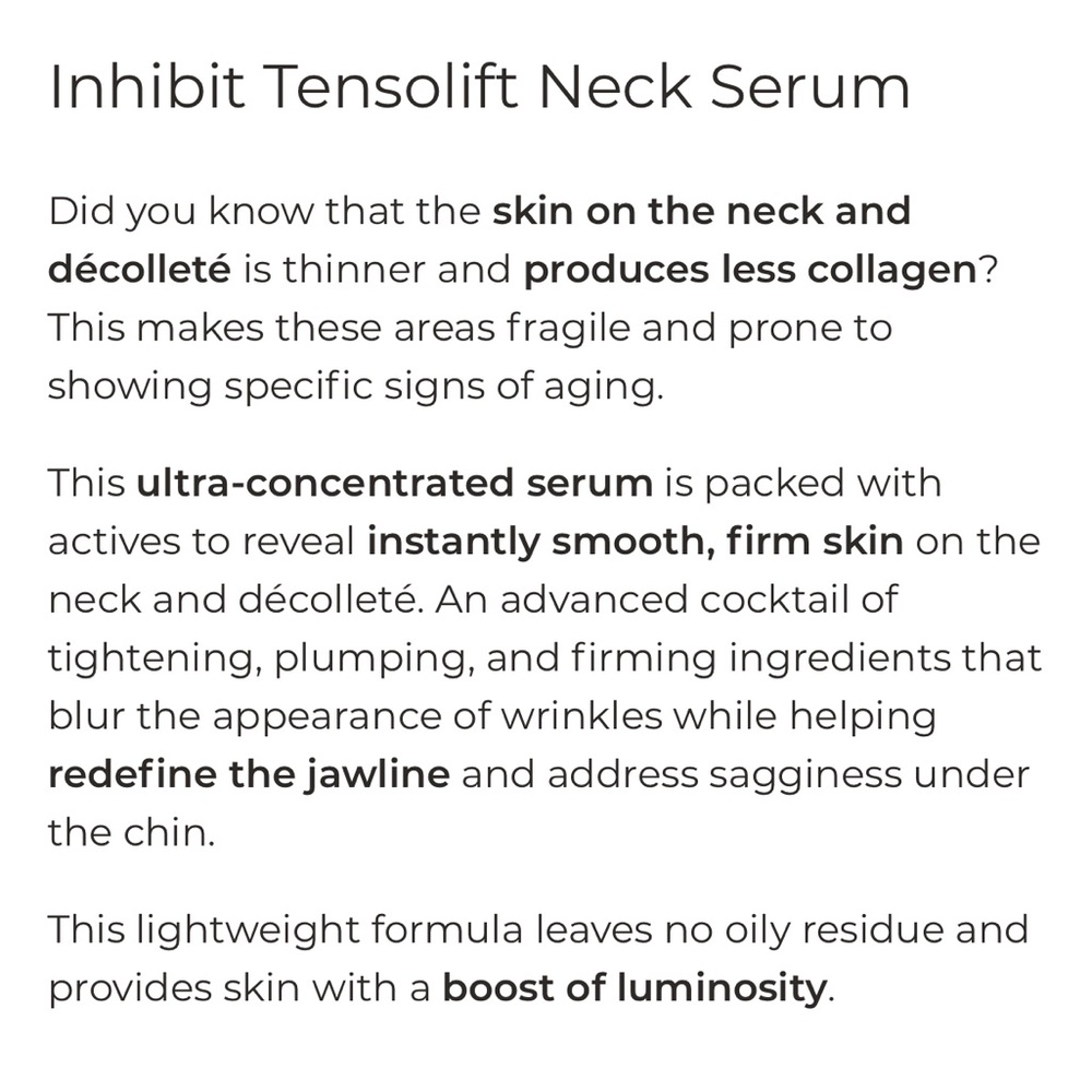 NWT Natura Bisse Inhibit Tensolift Neck Serum - Picture 4 of 6